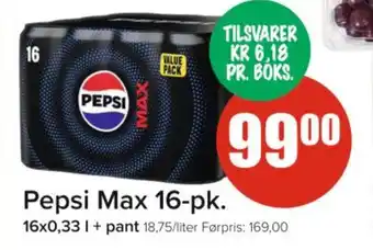 Spar PEPSI Max 16-pk. tilbud