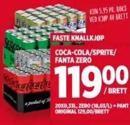 Meny Coca-cola/sprite/ fanta zero tilbud