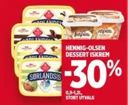 Meny Hennig-olsen dessert iskrem tilbud