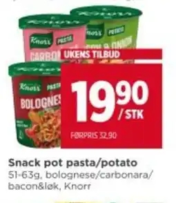 Meny KNORR Snack pot pasta/potato tilbud