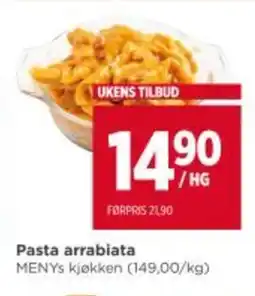 Meny Pasta arrabiata tilbud