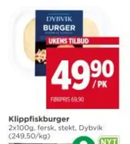 Meny DYBVIK Klippfiskburger tilbud
