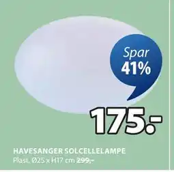 JYSK HAVESANGER SOLCELLELAMPE tilbud