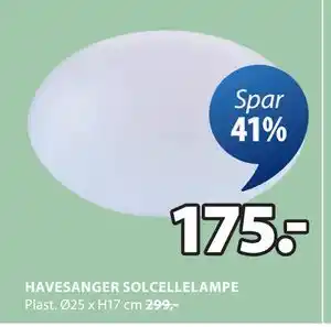 JYSK HAVESANGER SOLCELLELAMPE tilbud
