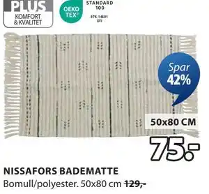 JYSK NISSAFORS BADEMATTE tilbud