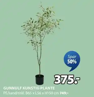 JYSK GUNNULF KUNSTIG PLANTE tilbud