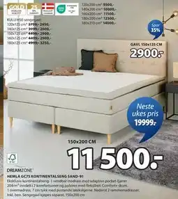 JYSK HEMLA GC75 KONTINENTALSENG SAND-91 tilbud