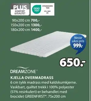 JYSK KJELLA OVERMADRASS tilbud