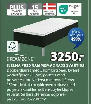 JYSK FJELNA PB20 RAMMEMADRASS SVART-05 tilbud