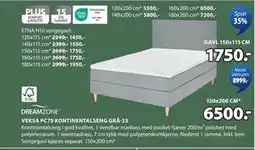 JYSK VEKSA PC75 KONTINENTALSENG GRÅ-23 tilbud