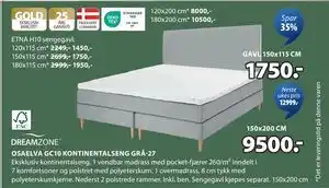 JYSK OSAELVA GC10 KONTINENTALSENG GRÅ-27 tilbud
