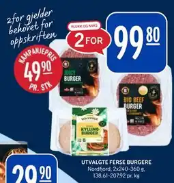 Rema 1000 UTVALGTE FERSE BURGERE tilbud