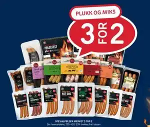 Rema 1000 SPESIALPØLSER MERKET 3 FOR 2 tilbud