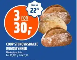 Coop Obs COOP STENOVNSBAKTE RUNDSTYKKER tilbud