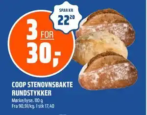 Coop Obs COOP STENOVNSBAKTE RUNDSTYKKER tilbud