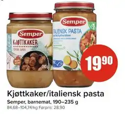 Spar Kjøttkaker/italiensk pasta tilbud