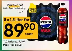 Gigaboks Pepsi Max 8 x 1,5 l tilbud