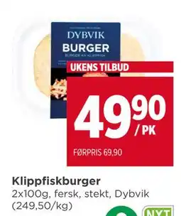 Meny Klippfiskburger tilbud