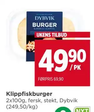 Meny Klippfiskburger tilbud