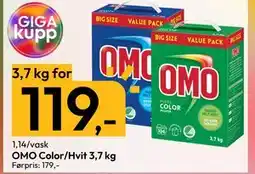 Gigaboks OMO Color/Hvit 3,7 kg tilbud