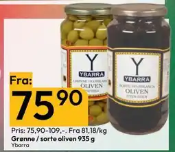 Gigaboks Grønne / sorte oliven 935 g tilbud