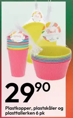 Gigaboks Plastkopper, plastskåler og plasttallerken 6 pk tilbud