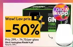 Gigaboks Gin & tonicglass Riedel 4 pk tilbud