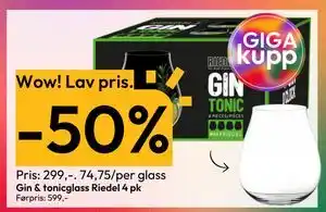 Gigaboks Gin & tonicglass Riedel 4 pk tilbud