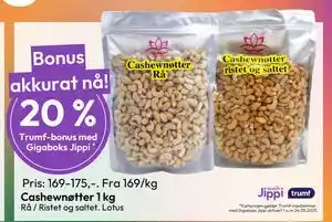 Gigaboks Cashewnøtter 1 kg tilbud