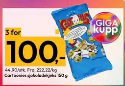 Gigaboks Cartoonies sjokoladekjeks 150 g tilbud