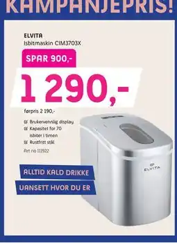 ELON ELVITA Isbitmaskin CIM3703X tilbud