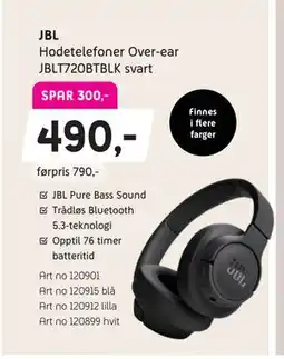 ELON Hodetelefoner Over-ear JBLT720BTBLK svart tilbud
