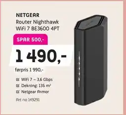 ELON Router Nighthawk WiFi 7 BE3600 4PT tilbud