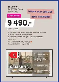 ELON SAMSUNG. TV 50” The Frame TQ50LS03D tilbud