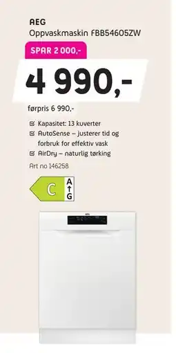 ELON Oppvaskmaskin FBB54605ZW tilbud
