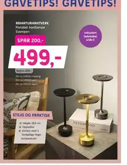 ELON ARMATURHANTVERK Portabel bordlampe Svampen tilbud