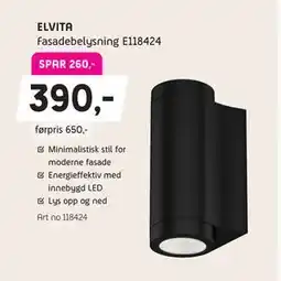 ELON ELVITA Fasadebelysning E118424 tilbud