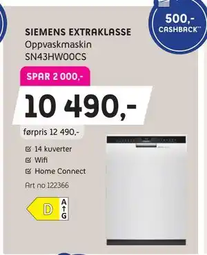 ELON SIEMENS EXTRAKLASSE Oppvaskmaskin tilbud