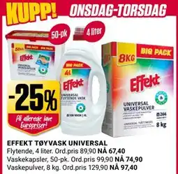Europris EFFEKT TØYVASK UNIVERSAL tilbud