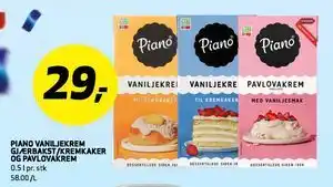 Bunnpris PIANO VANILJEKREM GJÆRBAKST/KREMKAKER OG PAVLOVAKREM tilbud