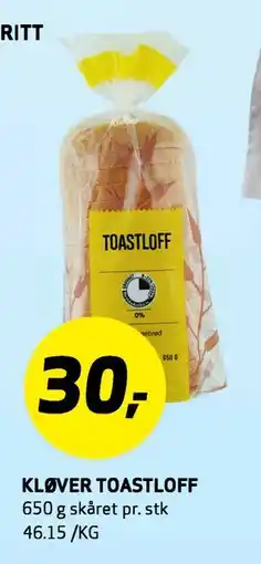 Bunnpris KLØVER TOASTLOFF tilbud