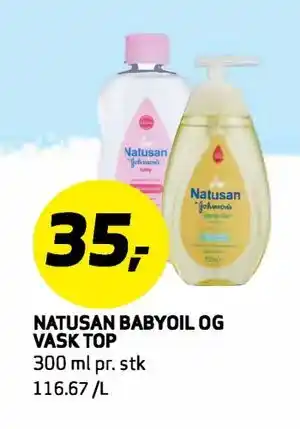 Bunnpris NATUSAN BABYOIL OG VASK TOP tilbud
