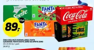 Bunnpris COCA COLA M/U SUKKER, URGE, FANTA U/SUKKER, FANTA EXOTIC ZERO OG SPRITE ZERO tilbud