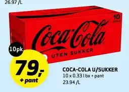 Bunnpris COCA-COLA U/SUKKER tilbud
