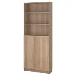 IKEA Billy / oxberg Bokhylle med dører, eikemønstret, 80x30x202 cm tilbud
