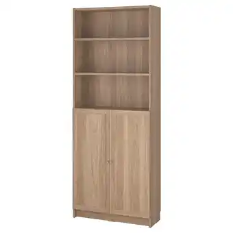 IKEA Billy / oxberg Bokhylle med dører, eikemønstret, 80x30x202 cm tilbud