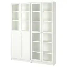 IKEA Billy / oxberg Bokhylle med panel/glassdør, hvit/glass, 160x30x202 cm tilbud
