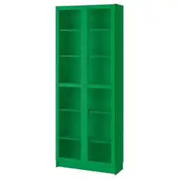 IKEA Billy Bokhylle med vitrinedører, grønn, 80x30x202 cm tilbud