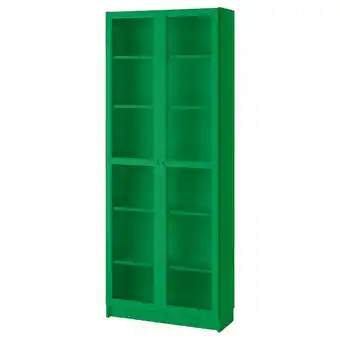 IKEA Billy Bokhylle med vitrinedører, grønn, 80x30x202 cm tilbud