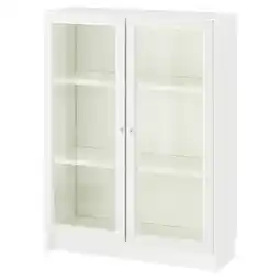 IKEA Billy / oxberg Bokhylle med vitrinedører, hvit, 80x30x106 cm tilbud